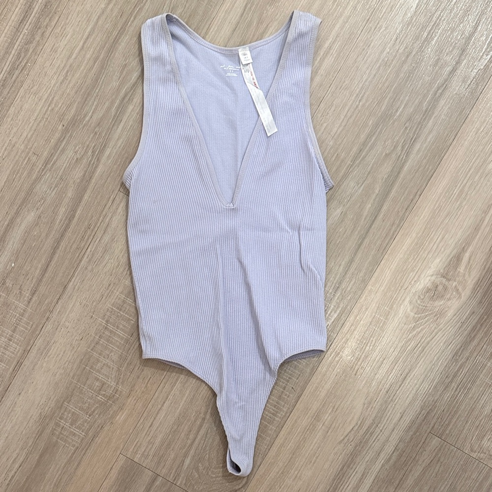 Urban Outfitters Out from Under Ribbed Bodysuit in Periwinkle (low cut)